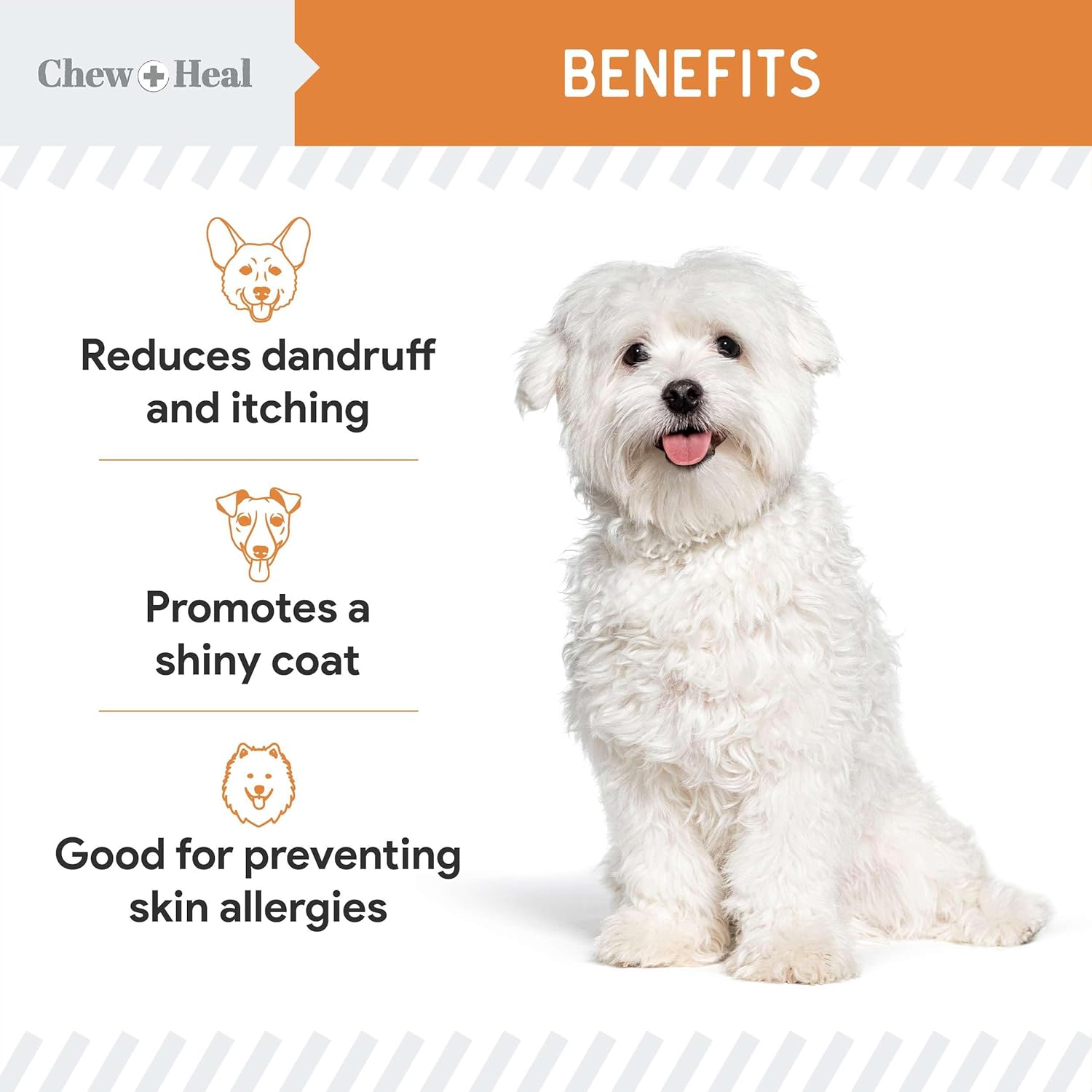 Chew + Heal Labs Aceite de Pescado Omega 3 para Perros Pequeños y Cachorros - 180 Mini Cápsulas Blandas - 300mg Aceite de Salmón Salvaje - EPA y DHA