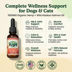 Aceite de Hemp para Perros y Gatos con Salmón Salvaje de Alaska - 1000 mg