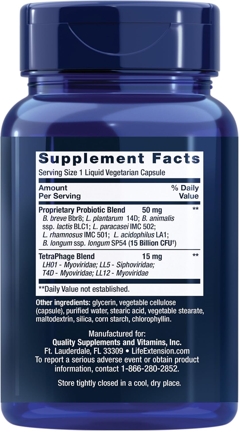 Life Extension FLORASSIST GI with Phage Technology - Probiótico Digestivo, 90 Cápsulas Vegetales