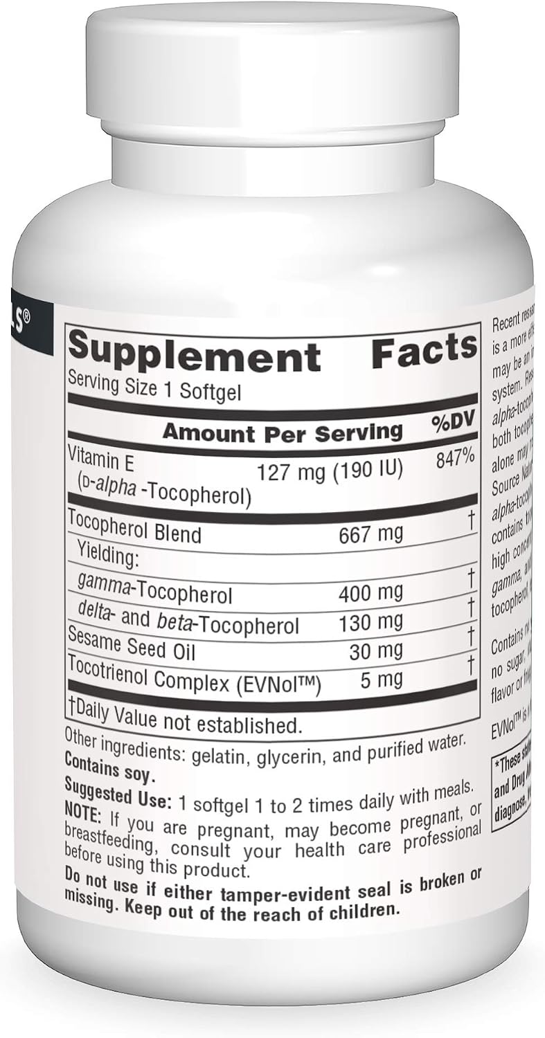 Source Naturals Gamma E 400, 60 cápsulas blandas