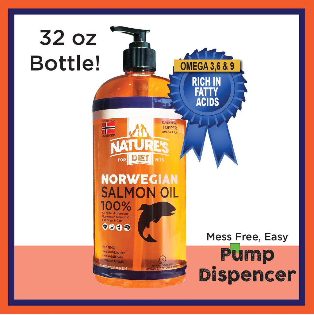 Nature's Diet Aceite de Salmón Noruego para Perros y Gatos - 946 ml