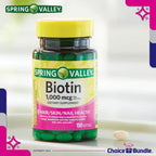 Spring Valley Biotina 1000mcg, 150 Cápsulas Blandas - Paquete de 4 (600 total) + Guía y Pastillero