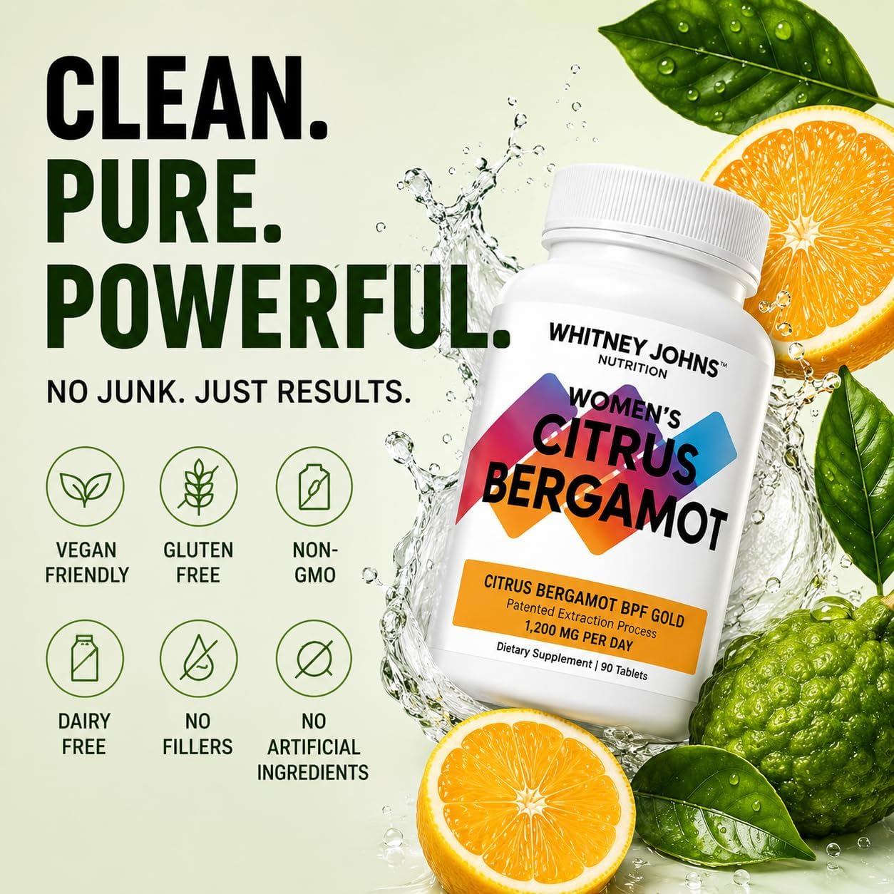 Whitney Johns Citrus Bergamot para Mujeres, 1200 mg, 90 Comprimidos