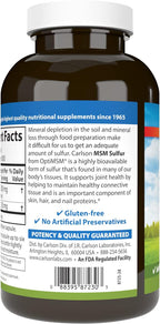 Carlson M-S-M Azufre, 1000 mg - 300 Cápsulas Vegetarianas