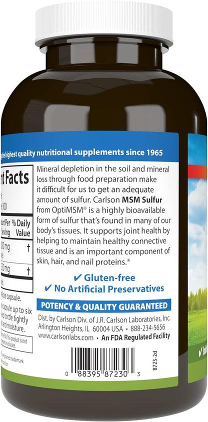 Carlson M-S-M Sulfur, 1000 mg - 300 Cápsulas Vegetarianas – Image 3
