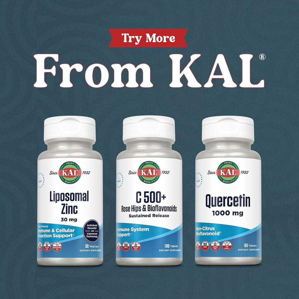 KAL C 500+ Comprimidos de Liberación Prolongada - Vitamina C con Escaramujo y Bioflavonoides