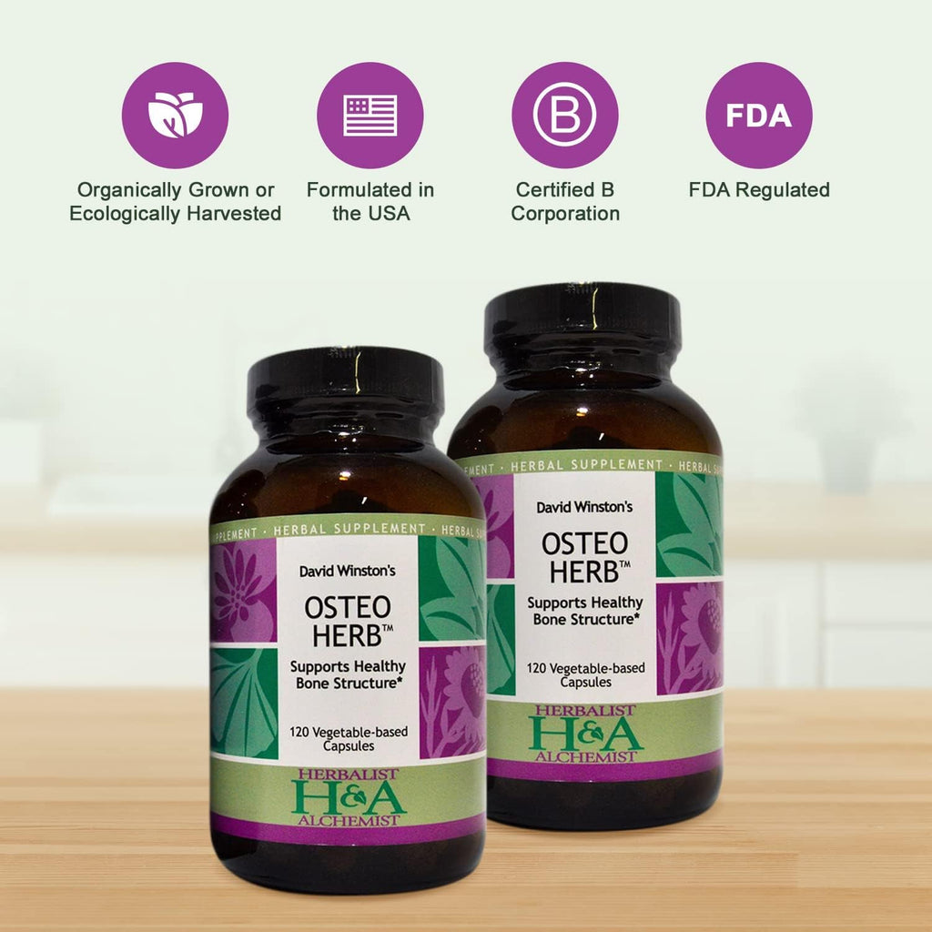 Herbalist & Alchemist David Winston's Osteo Herb Cápsulas, 2 Pack - 120 Cápsulas Cada Botella, Apoya la Estructura Ósea Saludable