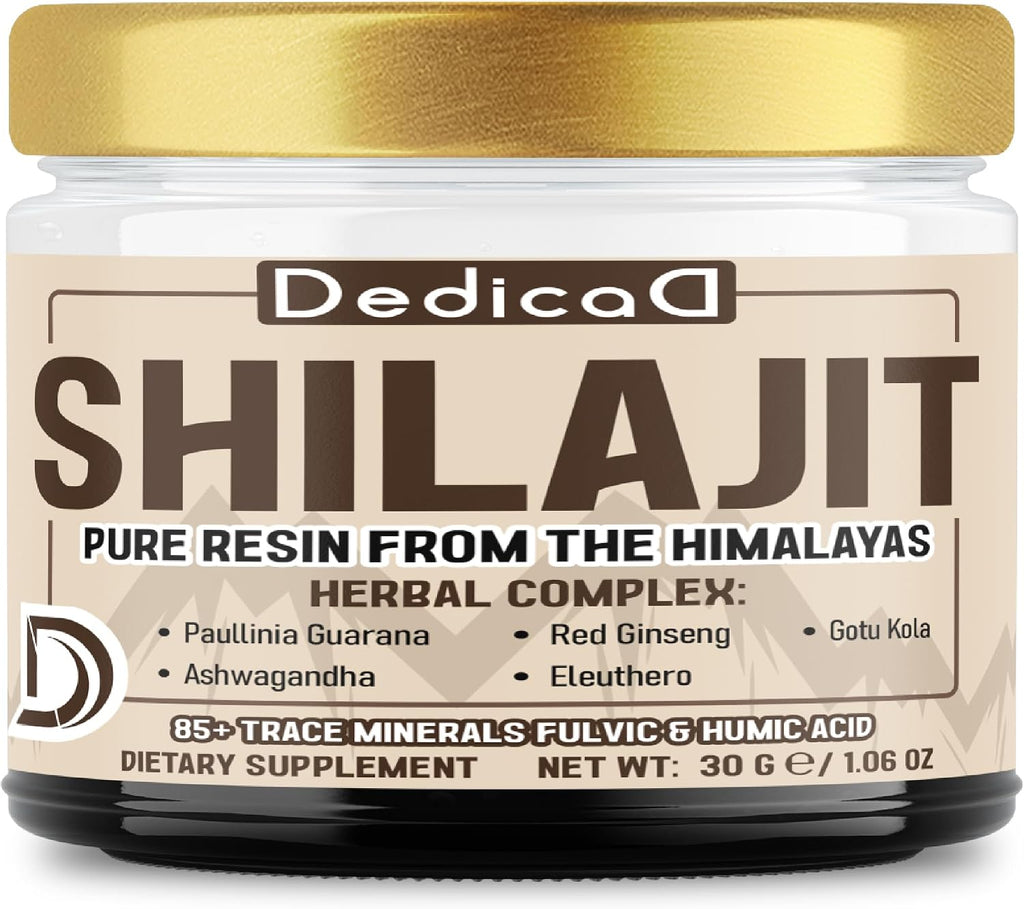 DEDICAD 30g Shilajit Resin with Herbal Complex - Paullinia Guarana, Gotu Kola Leaf & More