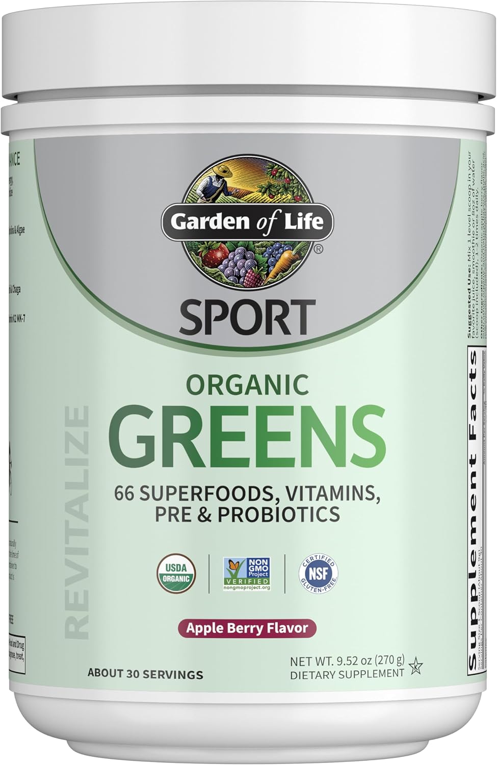 Garden of Life Sport Organic Greens – Apple Berry (270g)