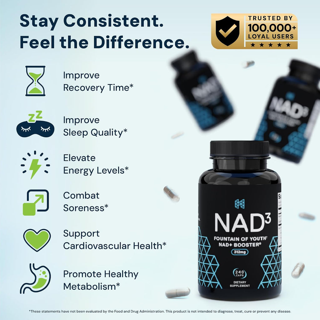 HPN NAD3 Clinical NAD+ Booster - Potenciador de NAD+ para Salud Celular y Energía Natural