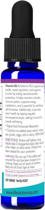 Life Solutions Vitamina B6 Piridoxina HCI 25 mg – Complemento de Vitaminas B, 60 ml