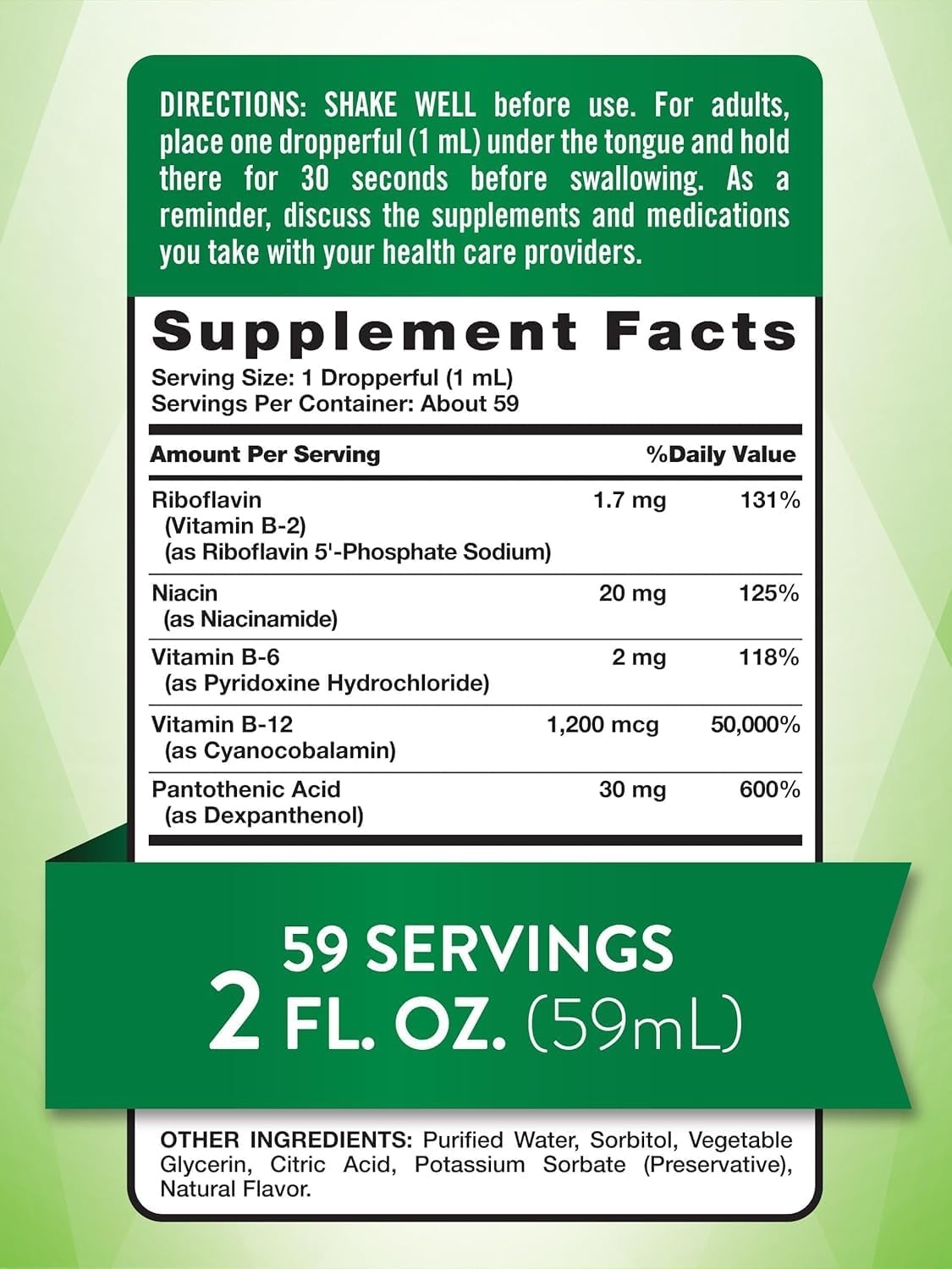 Complejo B Líquido Sublingual con B-12 Sabor Natural Arándano - 2 frascos de 59 ml