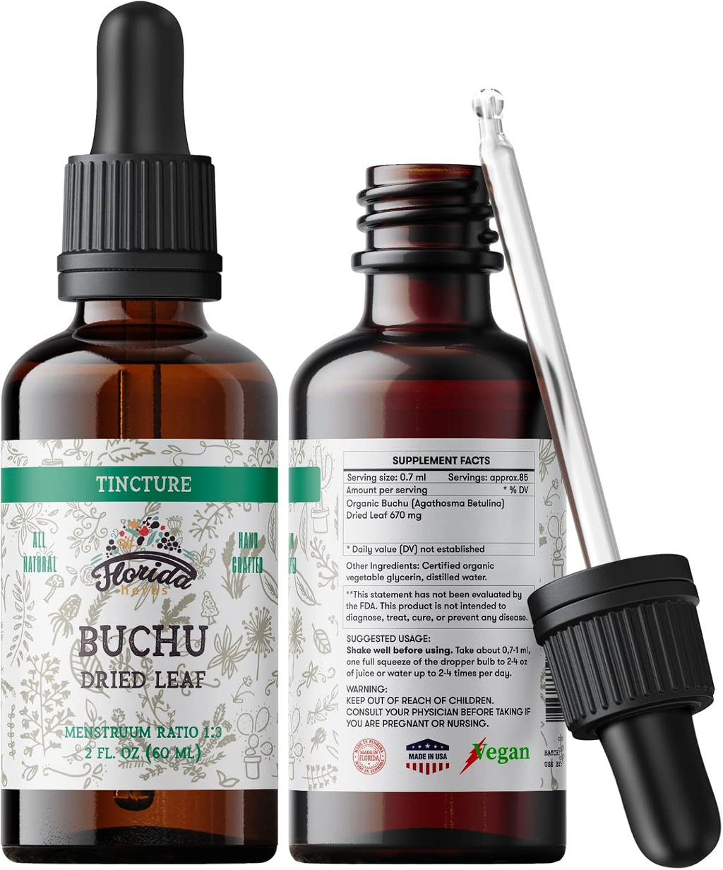 Tintura de Buchu Orgánica - Extracto de Agathosma Betulina en Glicerina Vegetal - 60 ml (2 oz)