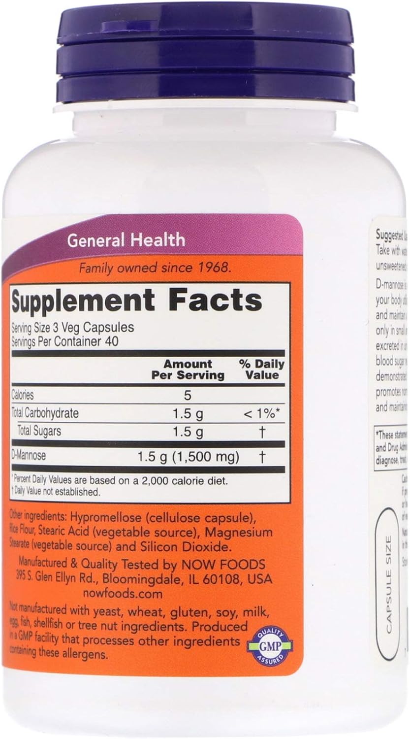 D-Manosa 500 mg 120 Cápsulas (Paquete de 2)
