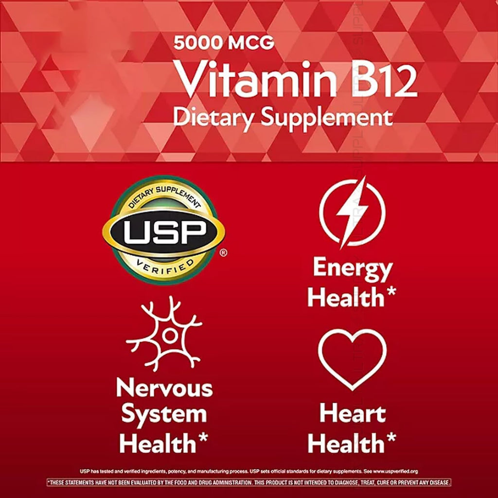 Members Mark Vitamina B12 5000 mcg – 300 Comprimidos Sublinguales de Disolución Rápida con Metilcobalamina (Sabor Cereza)