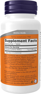 Now Foods NAC (N-Acetilcisteína) 1000 mg, 60 Comprimidos
