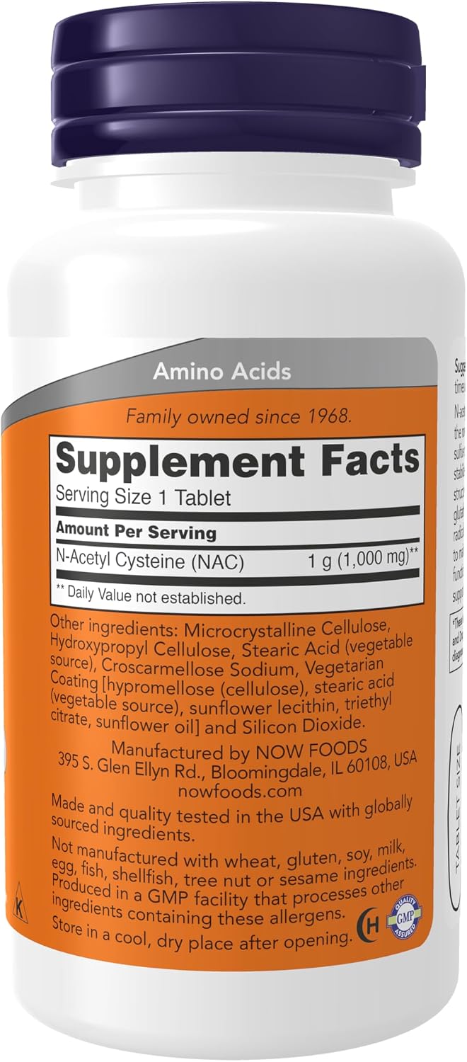 Now Foods NAC (N-Acetilcisteína) 1000 mg, 60 Comprimidos
