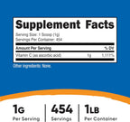 Nutricost Ácido Ascórbico Puro en Polvo (Vitamina C) - 454g