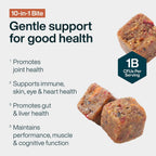 JustFoodForDogs 10-en-1 Suplemento para Perros, Masticables Multivitamínicos con Glucosamina y Condroitina, Omega 3, Superalimentos - 45 unidades