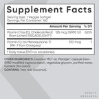 Sports Research Vitamina D3 K2 con 5000 UI de D3 vegetal y 100 mcg de Vitamina K2 como MK-7, Verificado No GMO y Certificado Vegano - 160 Cápsulas Blandas Líquidas