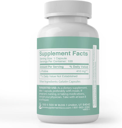Pure Original Ingredients L-Proline (100 Cápsulas) – Image 3