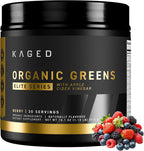 Kaged Organic Greens Elite, Superfood and Greens Powder with Apple Cider Vinegar, Adaptogen, Prebiotics, Vitamins & Minerals, Berry, 30 Servings