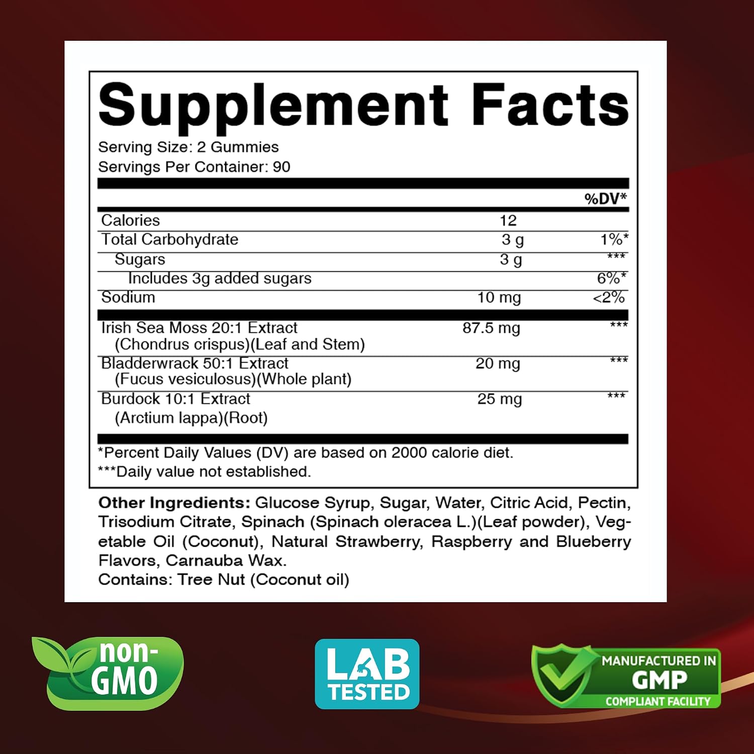 Vitabod Irish Sea Moss & Bladderwrack Gummies con Burdock Root - 180 Gominolas Vegan