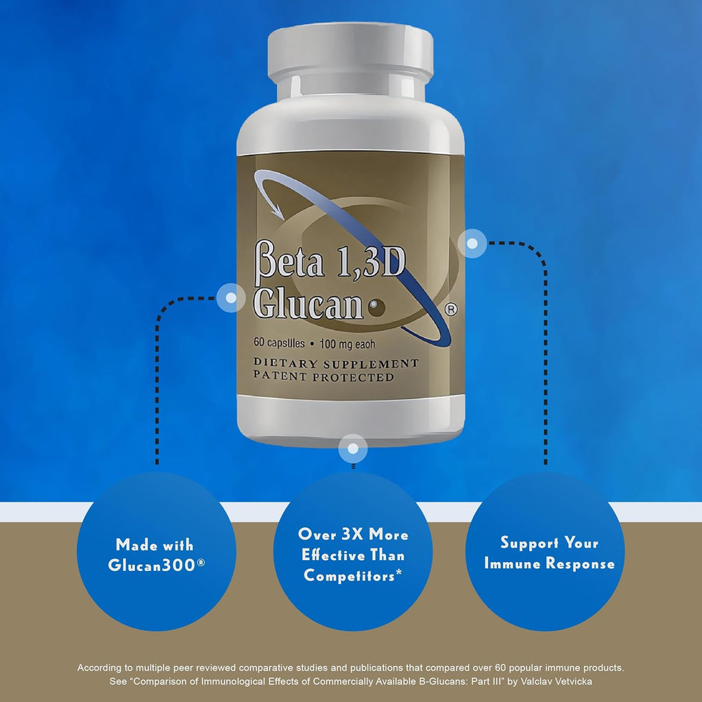 Suplemento de Beta-Glucano 1,3D de Alta Pureza 100 mg por Cápsula (Paquete de 3)