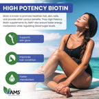 America Medic & Science Biotina 5000 mcg – Complemento de Vitamina B7 para Cabello, Piel y Uñas