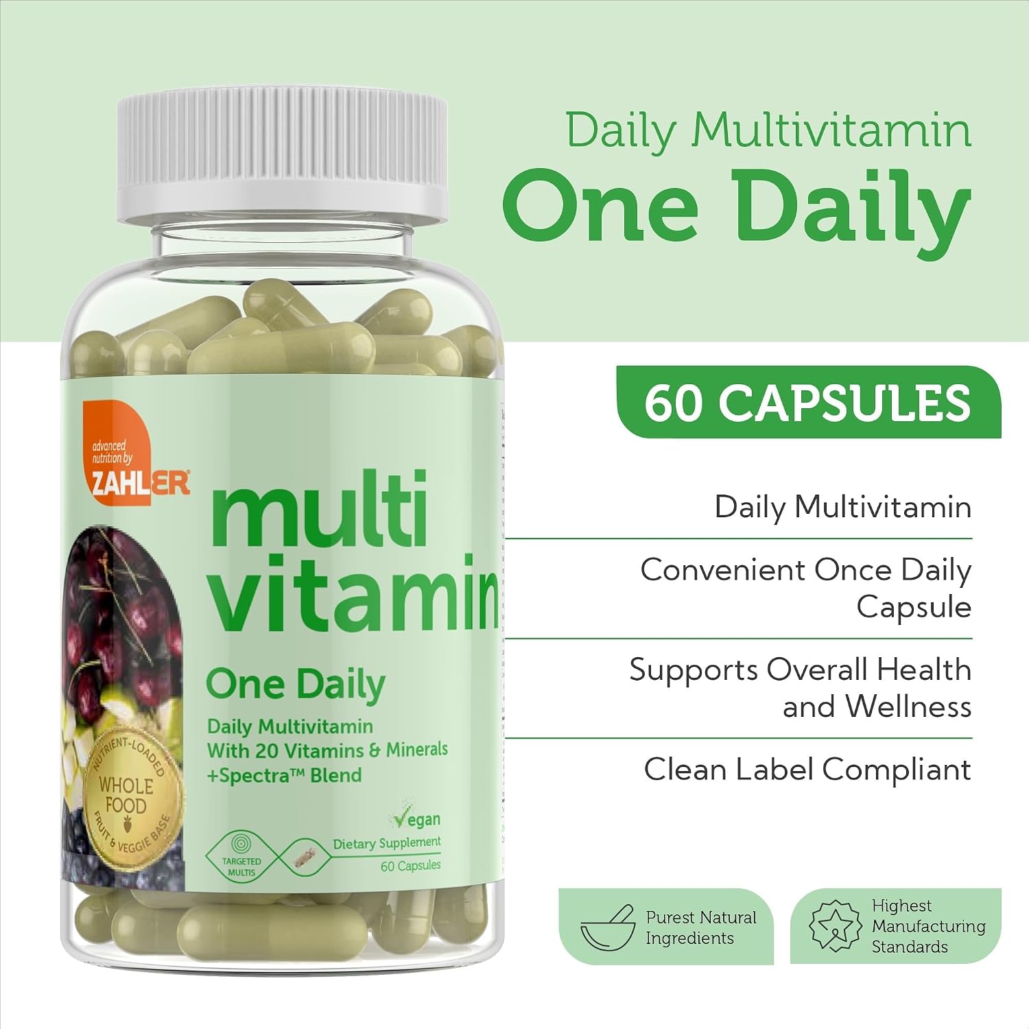 Zahler Multivitamínico Vegano Diario - 60 Cápsulas - Para Hombres y Mujeres