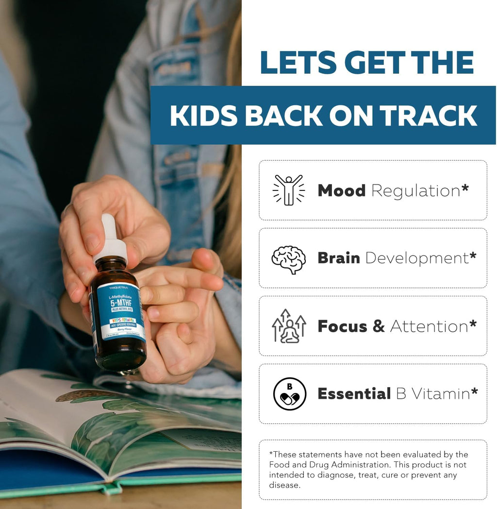 L-Metilfolato Orgánico para Niños + Metil B12 - Forma Sublingual - 5-MTHF - Sabor a Bayas Orgánico - 30 ml