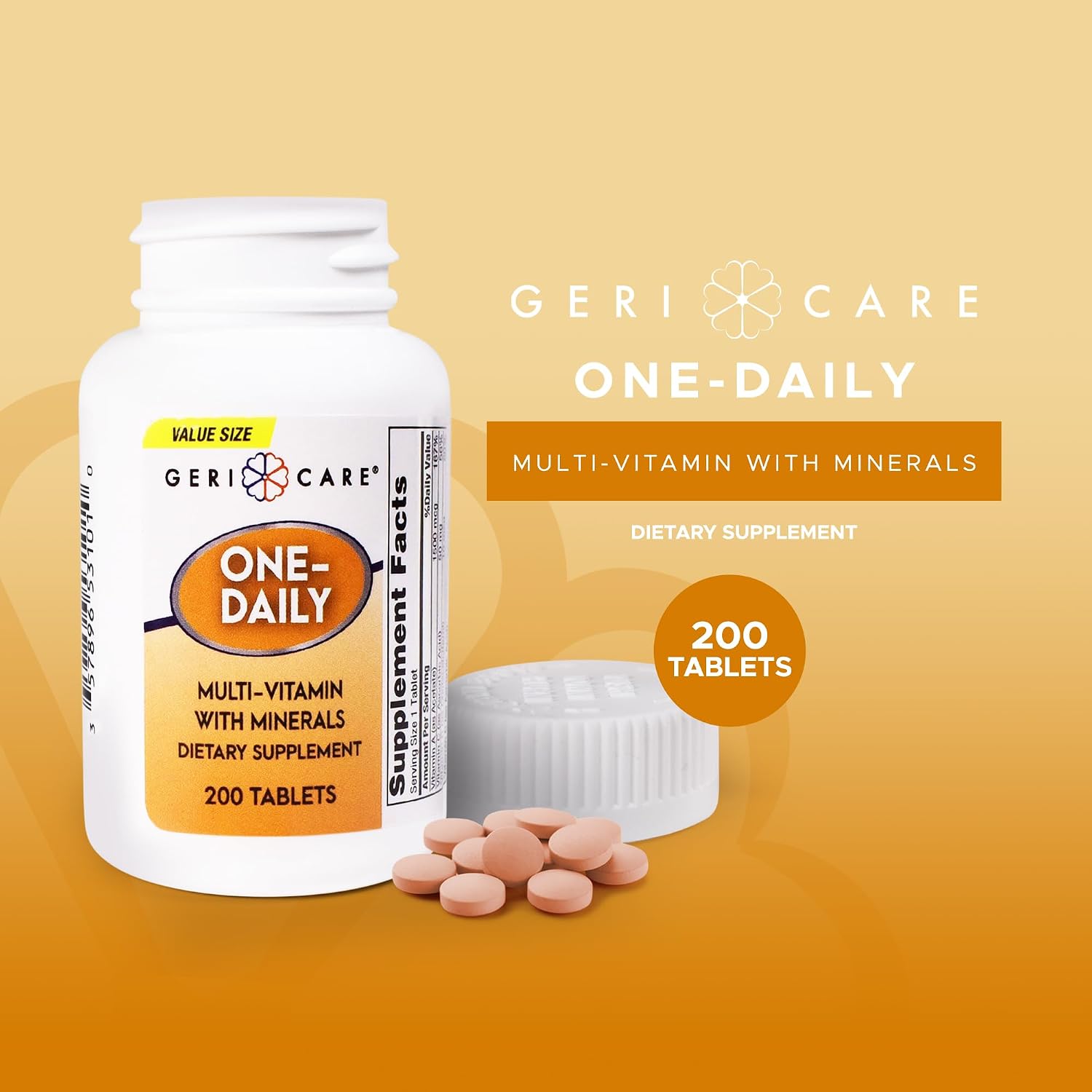 GeriCare One-Daily Multivitaminas con Minerales para Hombres y Mujeres (200 Comprimidos)