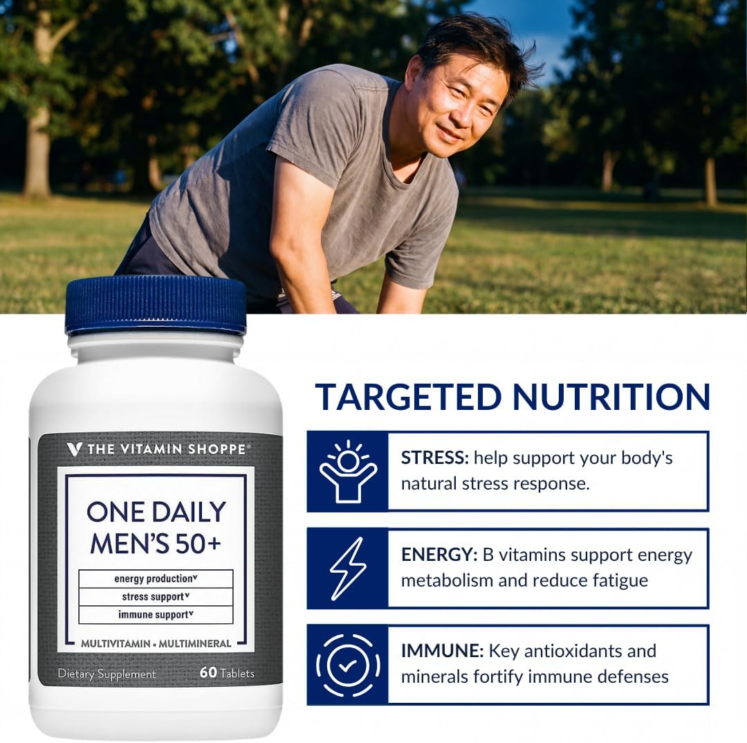 The Vitamin Shoppe Multivitamínico Multimineral Diario para Hombres de 50+, 60 Comprimidos