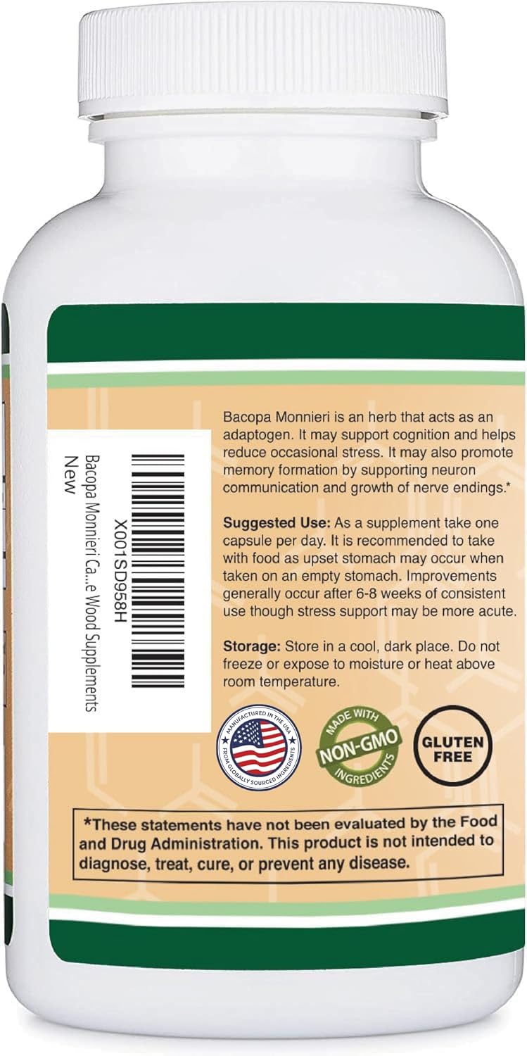 Cápsulas de Bacopa Monnieri con 20% Bacósidos 450mg - 90 Cápsulas - Double Wood Supplements