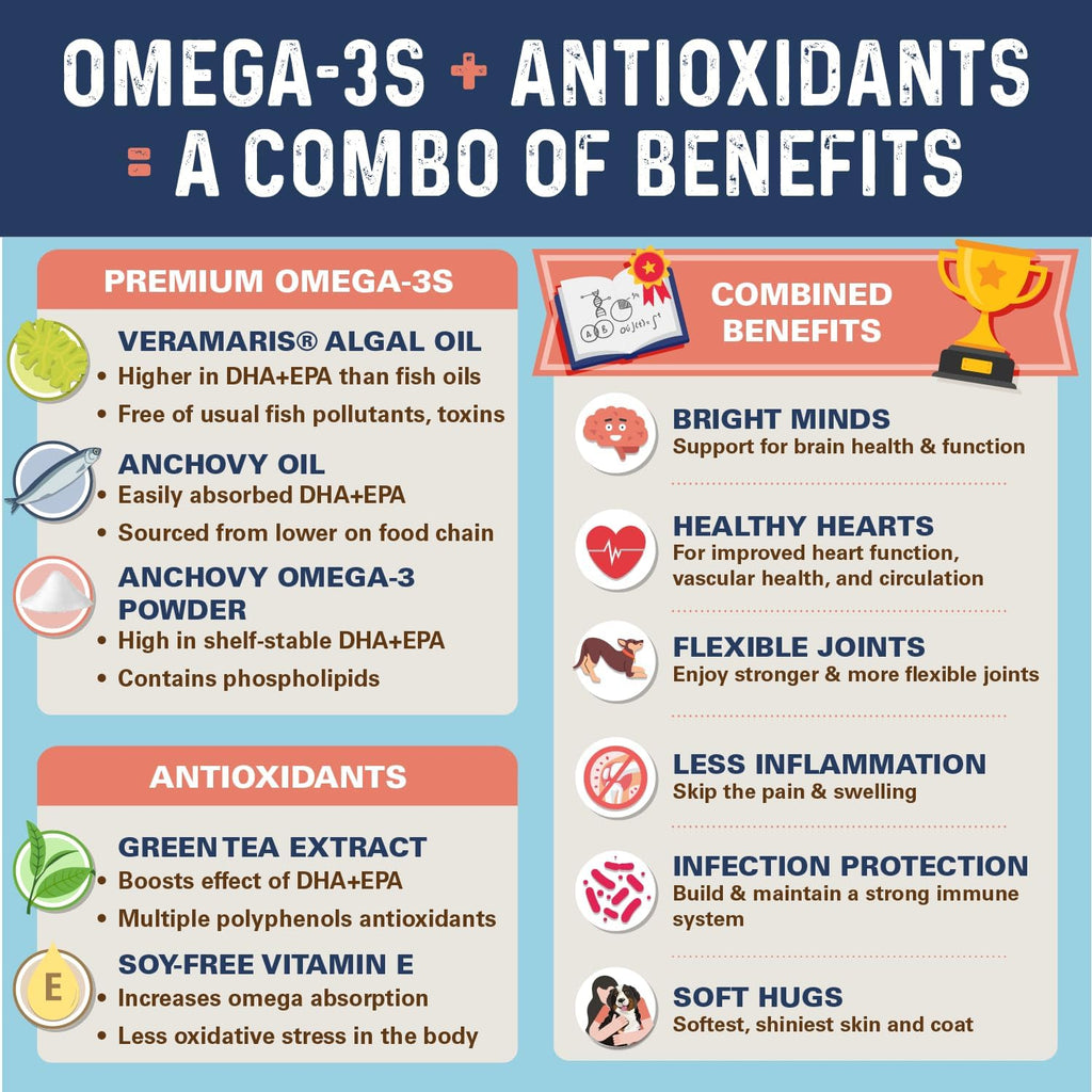 Bernie's OMG! Omega Masticables para Perros - 5X Extra Fuerza DHA+EPA, Aceite de Pescado, Piel y Pelaje Saludables, Alivio de Alergias, Suplemento Articular (Sabor Salmón)