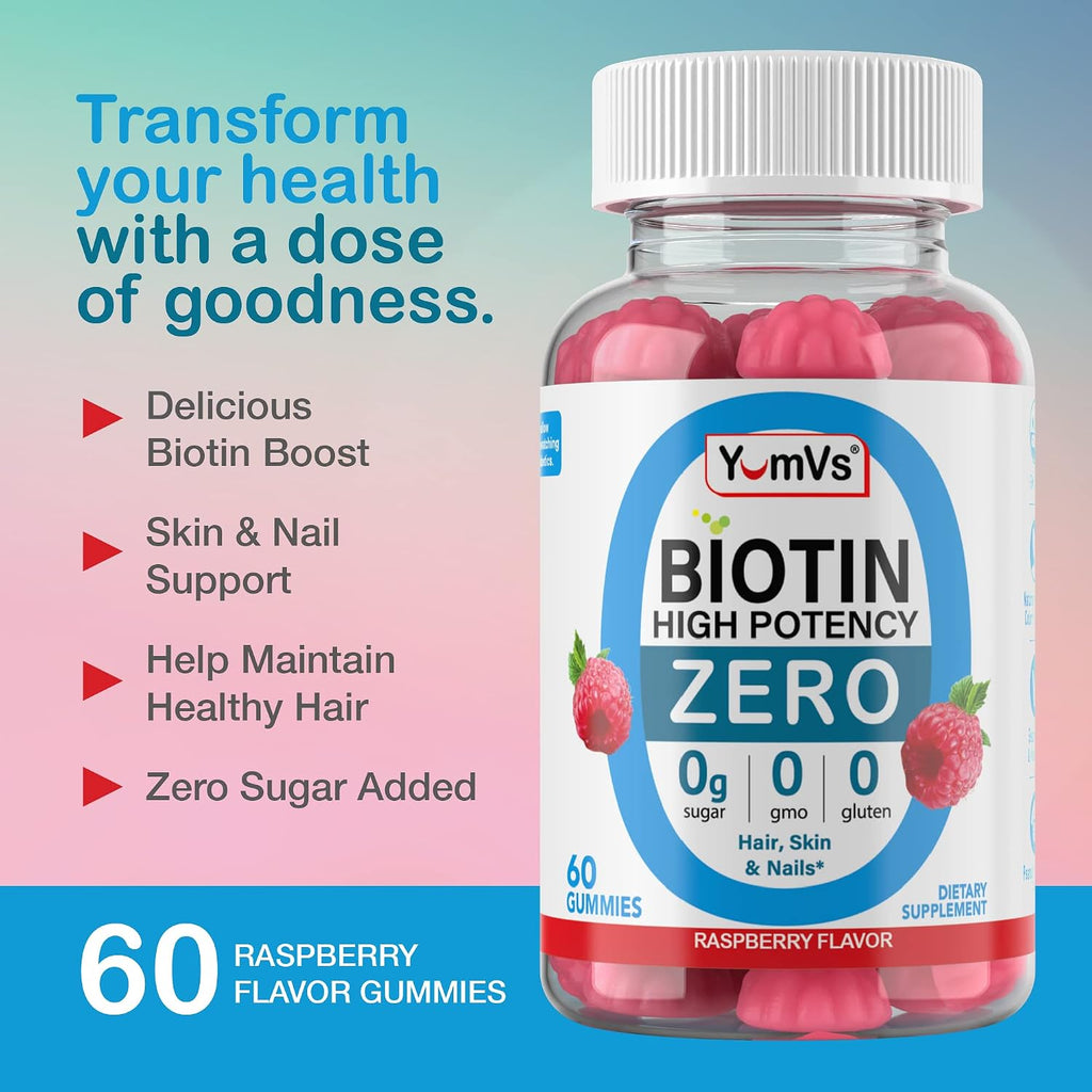 YUM-V'S Gominolas de Biotina Sin Azúcar - 5000 mcg - 60 unidades