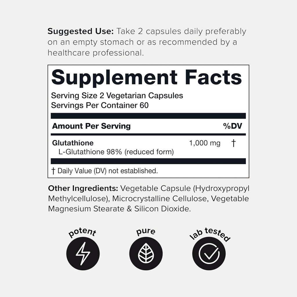 Toniiq Glutatión 1000mg - 120 Cápsulas - Alta Pureza 98%+