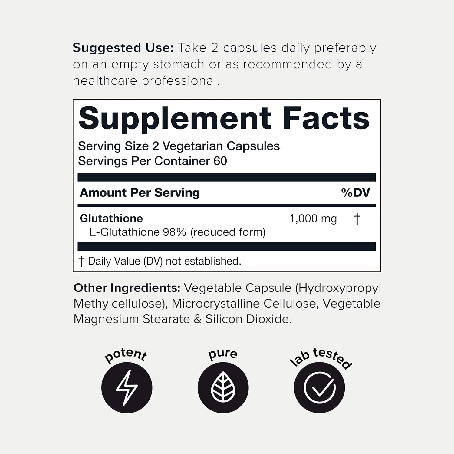 Toniiq Glutatión 1000mg - 120 Cápsulas - Alta Pureza 98%+