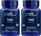 Life Extension TMG 500mg, 100 Cápsulas Líquidas Veg (Pack de 2) - Trimetilglicina (Glicina Betaína) - Suplemento Sin Gluten, No-GMO, Vegetariano