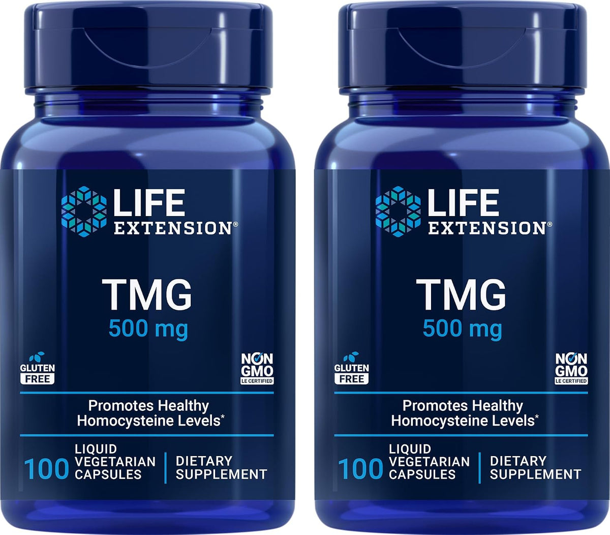 Life Extension TMG 500mg, 100 Cápsulas Líquidas Veg (Pack de 2) - Trimetilglicina (Glicina Betaína) - Suplemento Sin Gluten, – Image 1