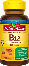 Vitamina B12 3000 mcg Sublingual – Nature Made – Comprimidos de Disolución Rápida sin Azúcar (40 Unidades)