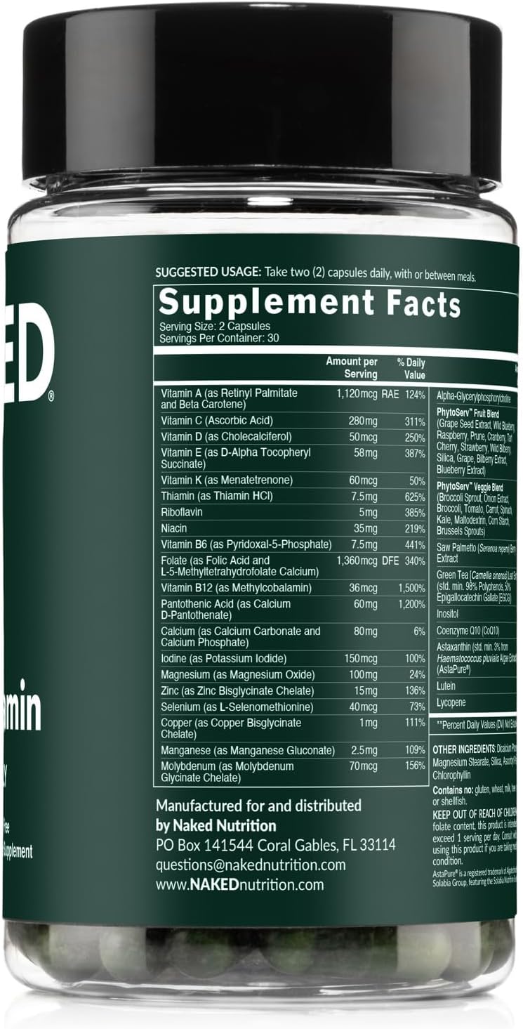 NAKED Men's Multi – Multivitamínico Diario para Hombres – 60 Cápsulas