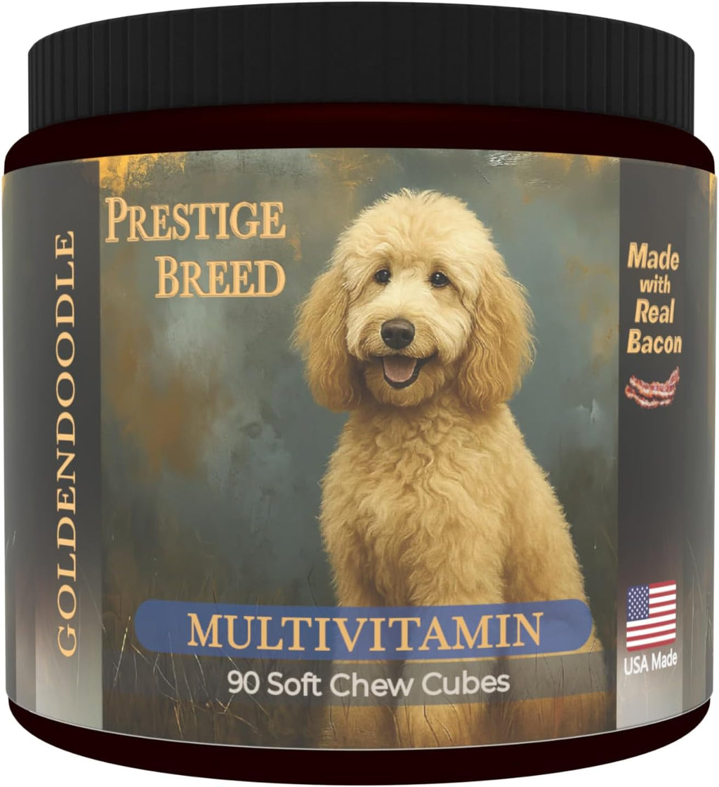 Prestige Breed Multivitamínicos para Goldendoodle, 90 unidades, Sabor a Bacon Real
