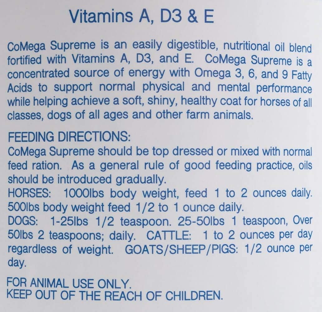 AniMed CoMega Supreme - 1 Galón - Suplemento de Ácidos Grasos Esenciales para Caballos