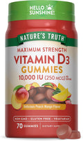 Nature's Truth Gomitas de Vitamina D3 | 10000 UI | 70 Unidades | Sabor Melocotón y Mango | Vegetariano, Sin OGM y Sin Gluten
