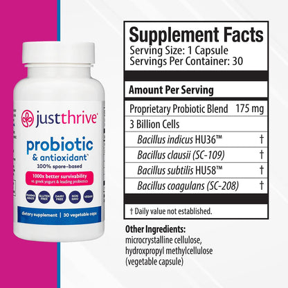 Just Thrive Probiótico y Antioxidante, 30 – Diversidad de cepas: Una mezcla de cepas puede ofrecer beneficios – Image 2