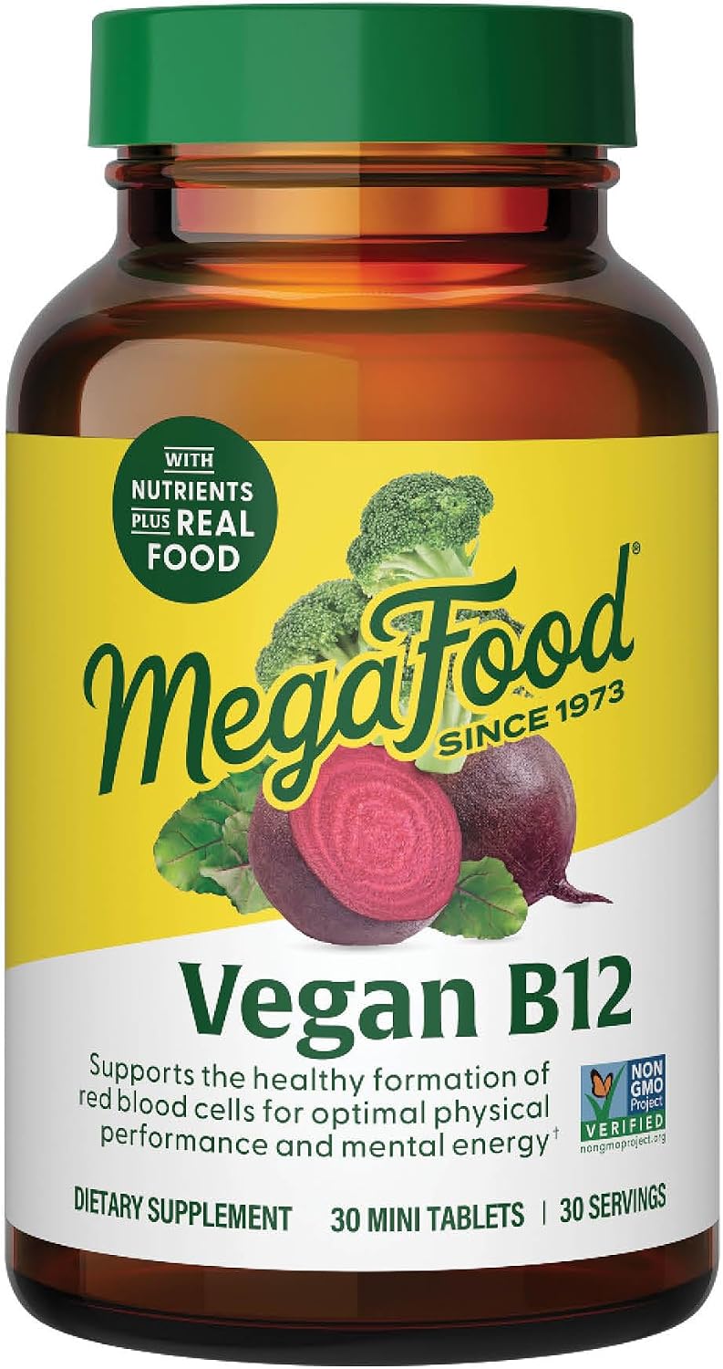 MegaFood Vitamina B12 Vegana con Vitamina B6, B12 y Ácido Fólico - 30 Comprimidos Mini