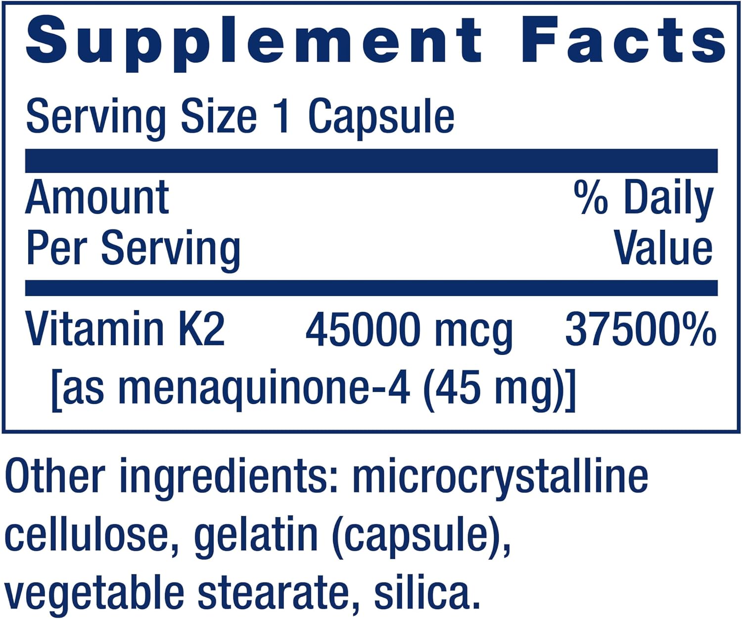 Life Extension Mega Vitamina K2 - 45 mg, 30 Cápsulas