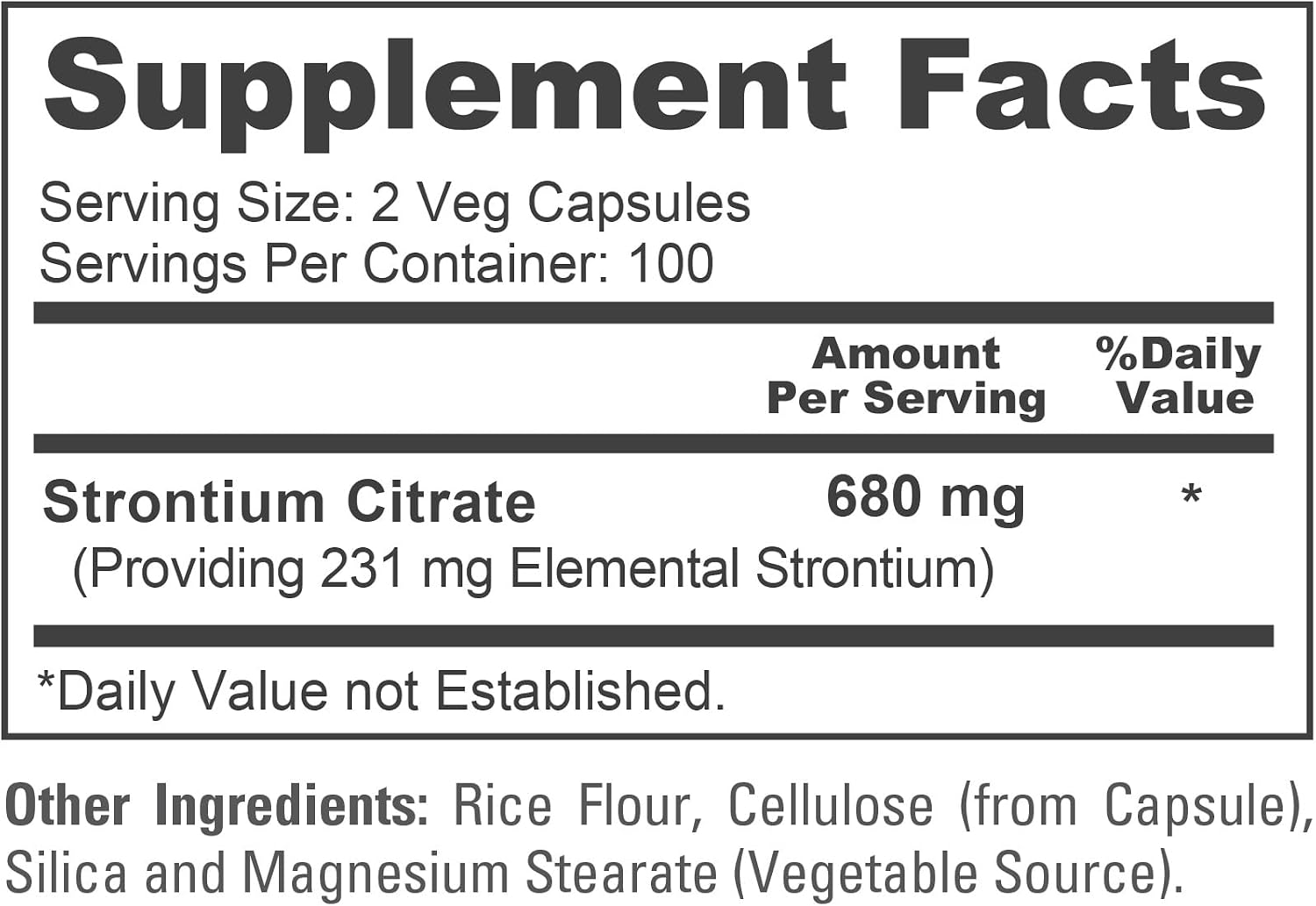 NusaPure Citrato de Estroncio - 680 mg, 200 Cápsulas Veganas