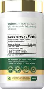 Carlyle Cápsulas de Melisa (Lemon Balm) | 200 Unidades | Extracto Concentrado de Hoja de Melissa | Fórmula No GMO y Sin Gluten
